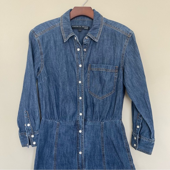 Veronica Beard Jeans Keston Denim Shirt Dress 4 Snap Front 100% Cotton NEW! - Picture 8 of 11